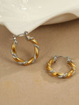 Two-Tone Twisted Rope Hoop Earrings