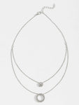 Double Layer Inlaid Zircon Pendant Necklace