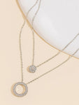 Double Layer Inlaid Zircon Pendant Necklace