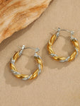 Two-Tone Twisted Rope Hoop Earrings