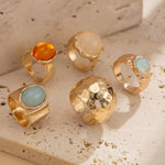 5-Piece 18K Gold-Plated Acrylic Stainless Steel Ring