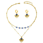 Stainless Steel Resin Necklace and Earrings Jewelry Set
