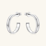 925 Sterling Silver Inlaid Moissanite C-Hoop Earrings