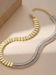 18K Gold-Plated Two-Tone Zircon Choker Necklace