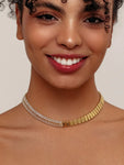 18K Gold-Plated Two-Tone Zircon Choker Necklace