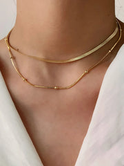 18K Gold-Plated Stainless Steel Layered Snake Chain Necklace
