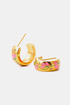 Stainless Steel 18K Gold Plated Ring Shape C-Hoop Earrings