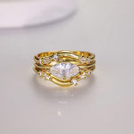 1 Carat Moissanite 925 Sterling Silver 3pcs Ring Set