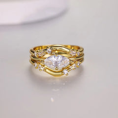 1 Carat Moissanite 925 Sterling Silver 3pcs Ring Set