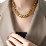 Gold Chain Link Jewelry Set with Necklace and Bracelet