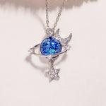 Starry Sky Inlaid Zircon Moon Star Necklace