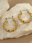 Two-Tone Twisted Rope Hoop Earrings