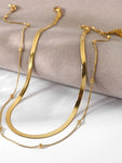 18K Gold-Plated Stainless Steel Layered Snake Chain Necklace