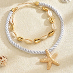 2-Piece Beaded Shell Starfish Rope Necklace